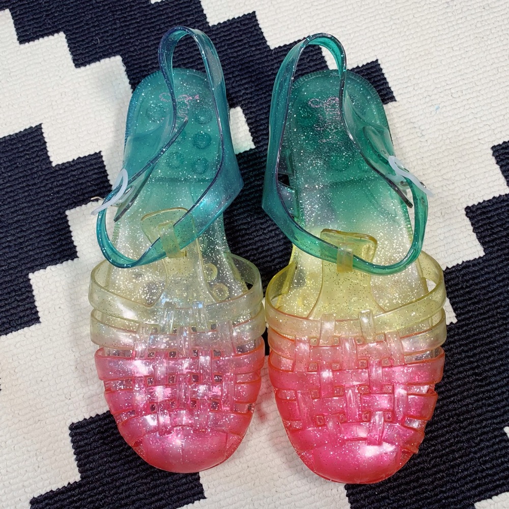 Cutest, rainbow, sparkle, jelly sandals!!